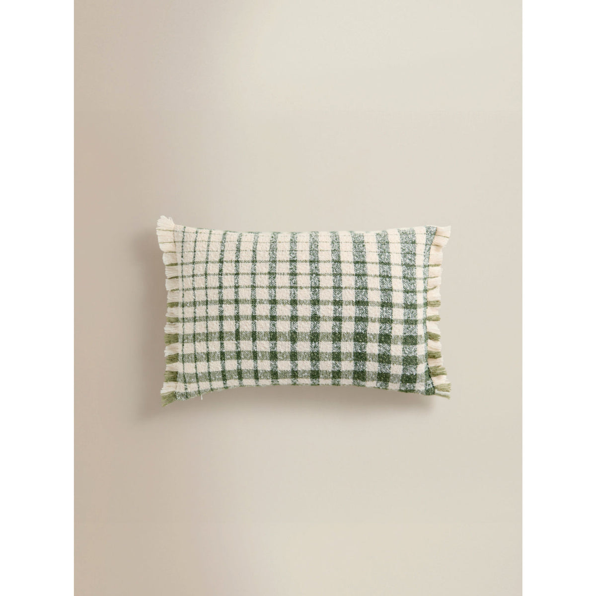 George Home brushed tassel check cushion 58x35cm, imported from the UK