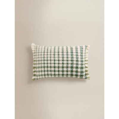 George Home brushed tassel check cushion 58x35cm, imported from the UK