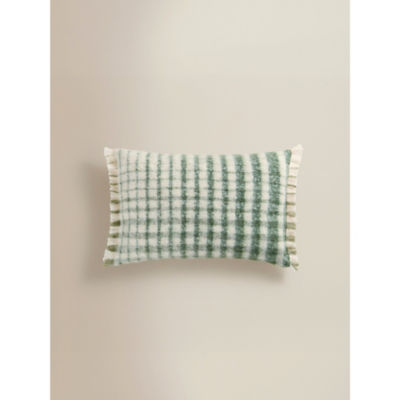 George Home brushed tassel check cushion 58x35cm, imported from the UK