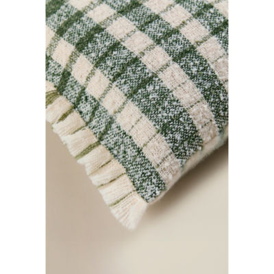 George Home brushed tassel check cushion 58x35cm, imported from the UK