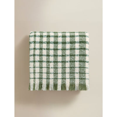 George Home brushed tassel check throw 150x120cm, UK version