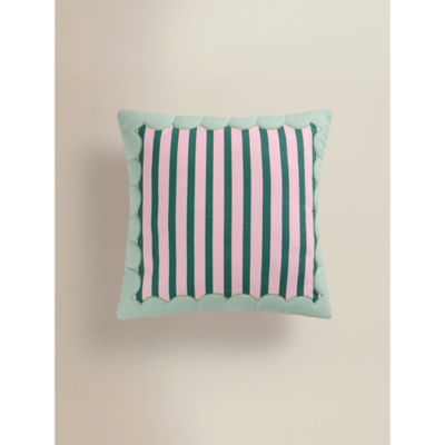 George Home cushion Pink & Green Quilted Stripe 45x45cm, imported from the UK