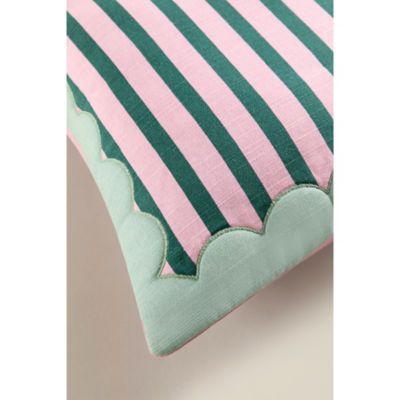 George Home cushion Pink & Green Quilted Stripe 45x45cm, imported from the UK