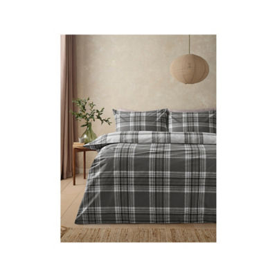 ASDA Grey Check Print Easycare Duvet Set King- Buy online at McGrocer