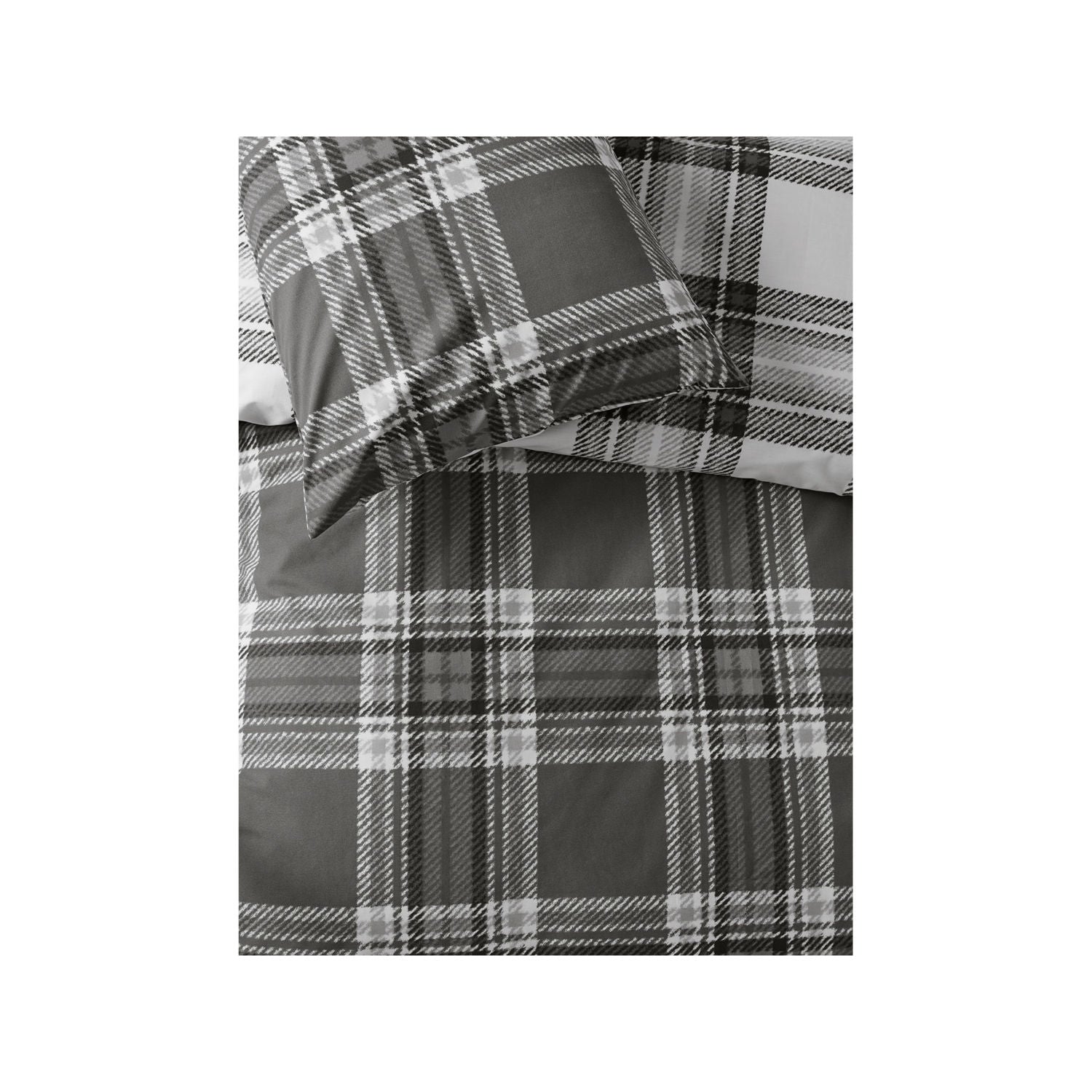 Grey check print easycare duvet set double (British brand)