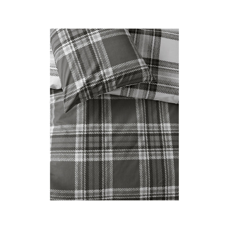Grey check print easycare duvet set double (British brand)