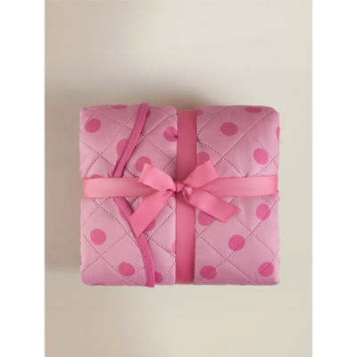 Polka dot scalloped throw pink 150x200cm - British product