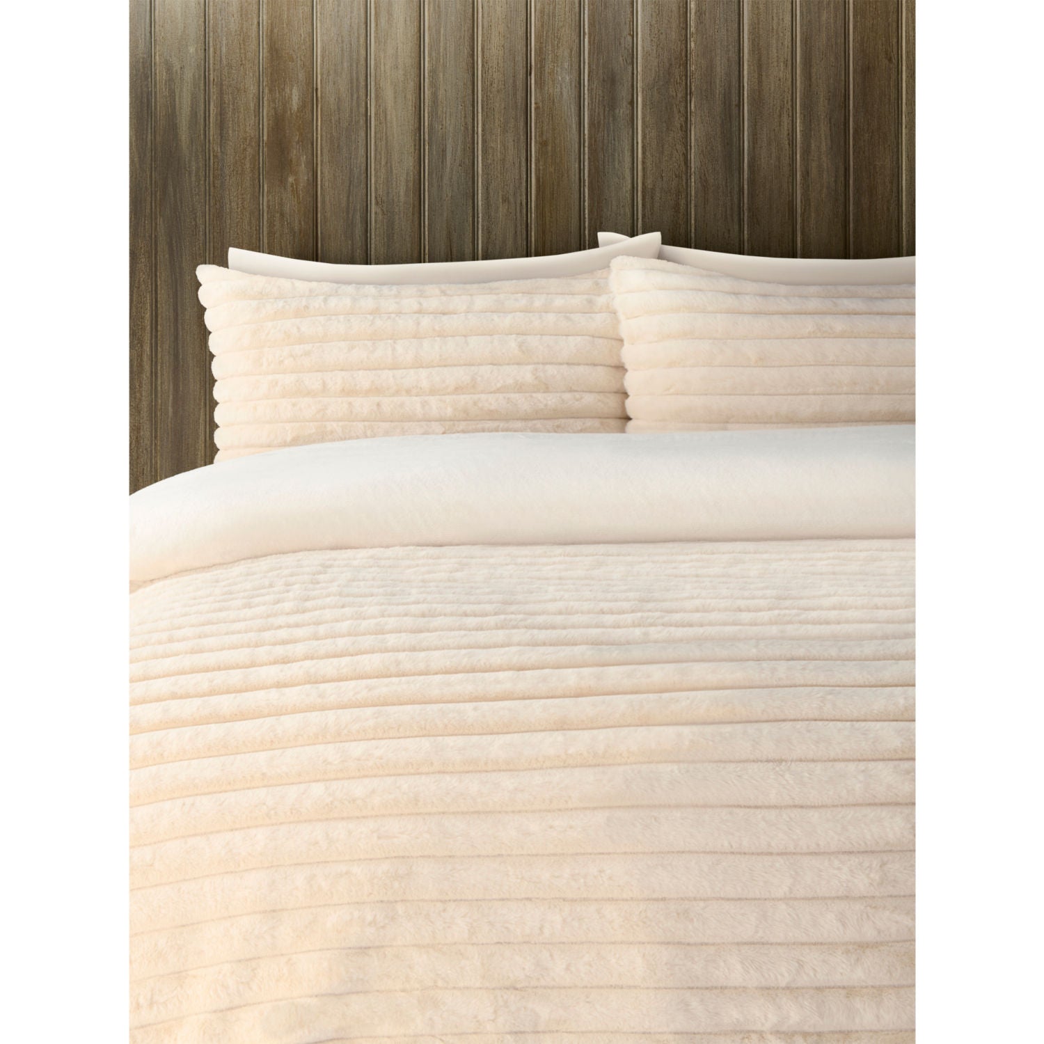 Cream jumbo stripe jacquard faux fur duvet set double UK version