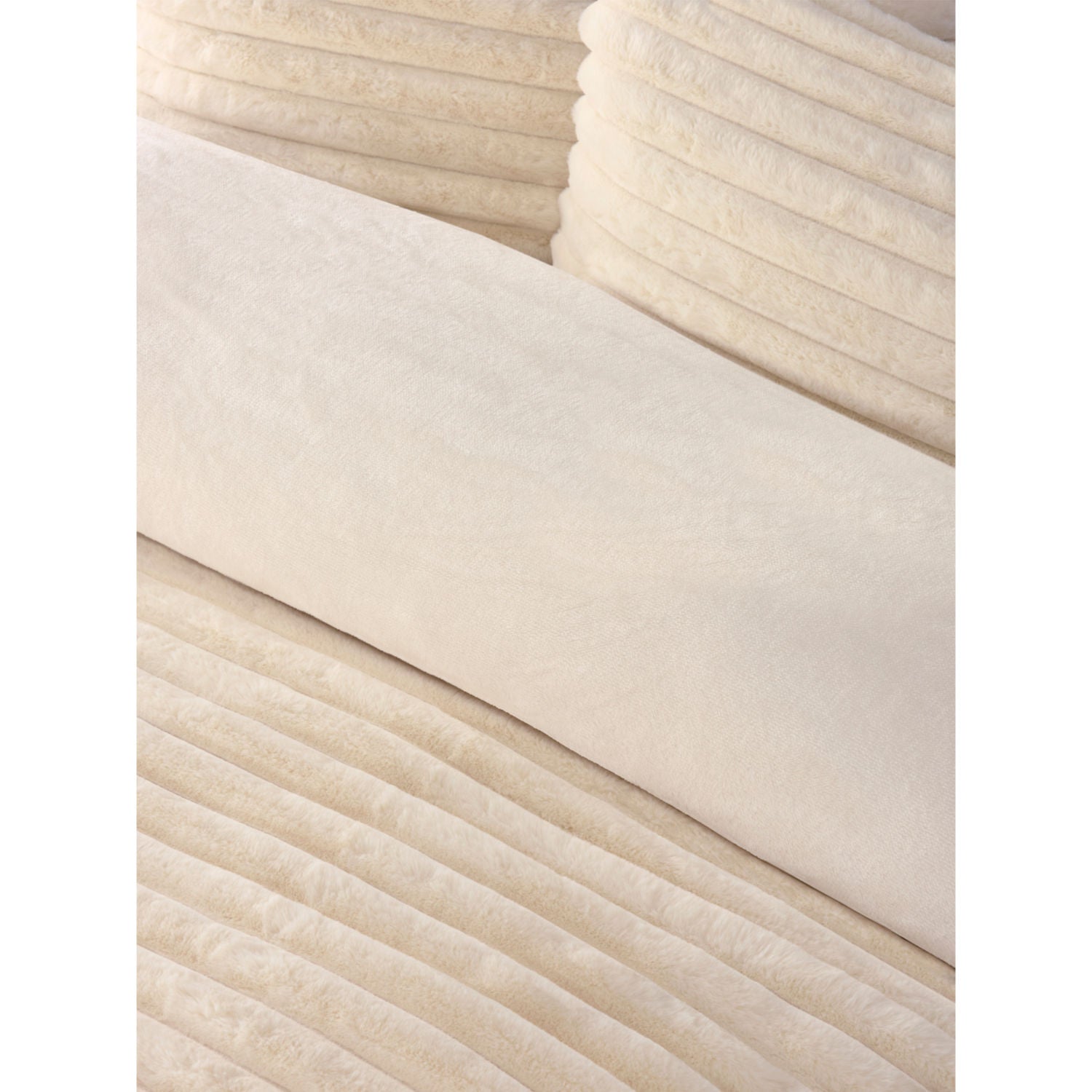 Cream jumbo stripe faux fur duvet set single, UK version