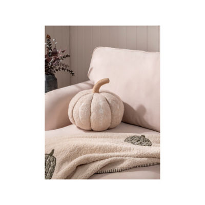 Stacey Solomon embroidered pumpkin-shaped cushion natural - British product