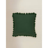 Slub cushion pom-pom edge green 45x45cm, UK version