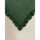 Slub cushion pom-pom edge green 45x45cm, UK version