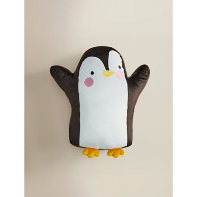 Grey penguin shaped cushion 34cm x 36cm, imported from the UK