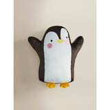 Grey penguin shaped cushion 34cm x 36cm, imported from the UK