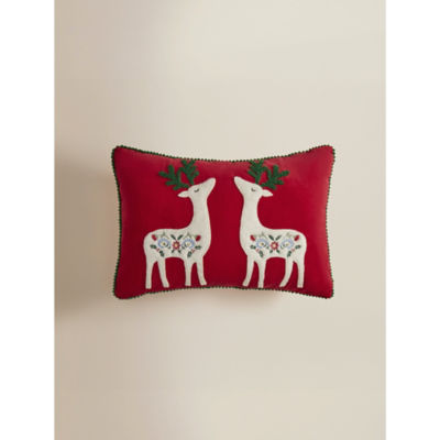 Red Nordic reindeer cushion 35x50cm, UK version
