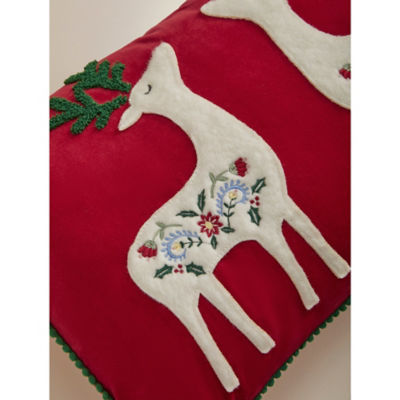 Red Nordic reindeer cushion 35x50cm, UK version