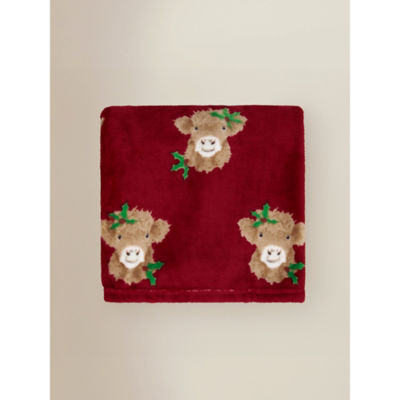 Festive Highland cow throw 120x150cm, UK version