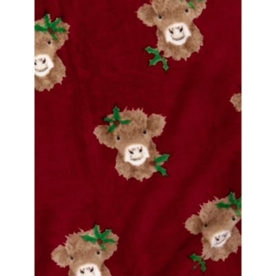 Festive Highland cow throw 120x150cm, UK version