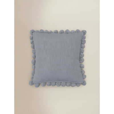Slub Pom-Pom Edge Cushion grey 45x45cm - British product