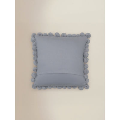 Slub Pom-Pom Edge Cushion grey 45x45cm - British product