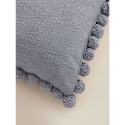Slub Pom-Pom Edge Cushion grey 45x45cm - British product