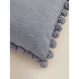 Slub Pom-Pom Edge Cushion grey 45x45cm - British product