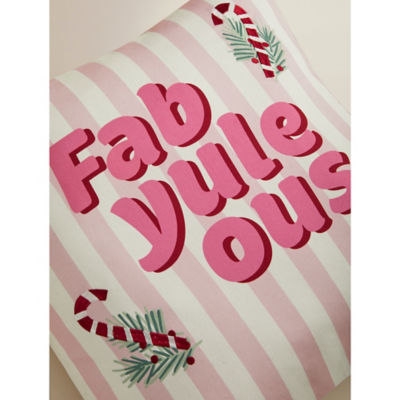 Fab Yuleous pink slogan cushion 45cm - British product