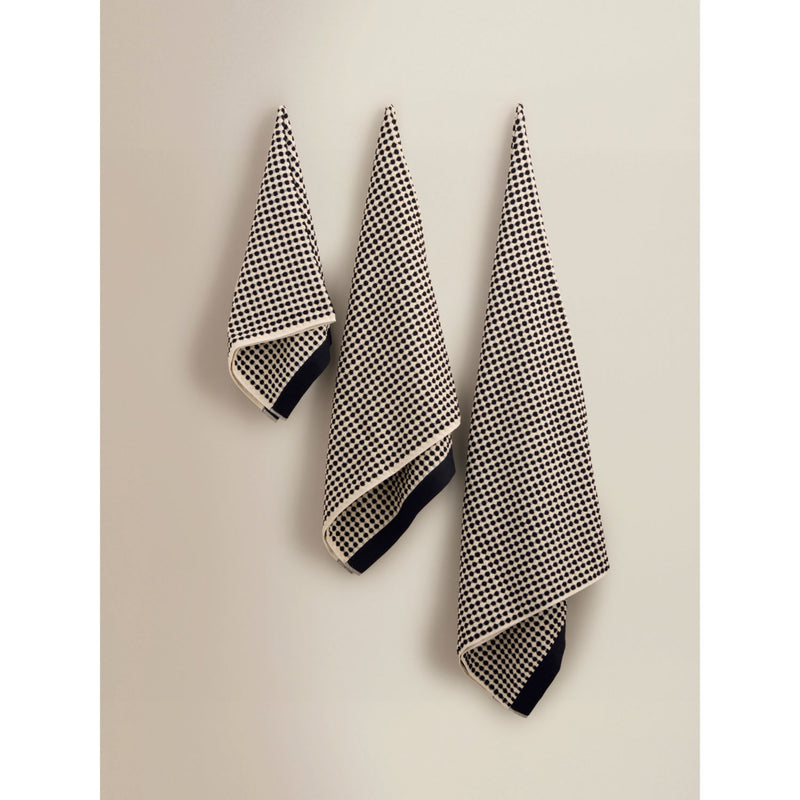 Monochrome textured dot cotton hand towel, imported from the UK