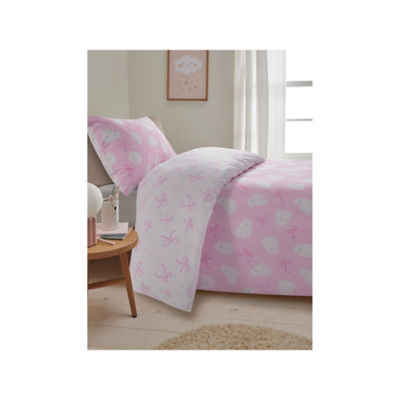 GH pink reversible duvet set in polyester-cotton blend - British product