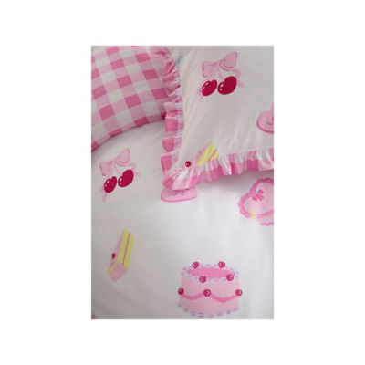 Sweet Treats cake frill reversible duvet set white, imported from the UK