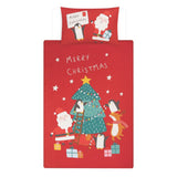 GH duvet set festive red Santa Christmas trees - British product