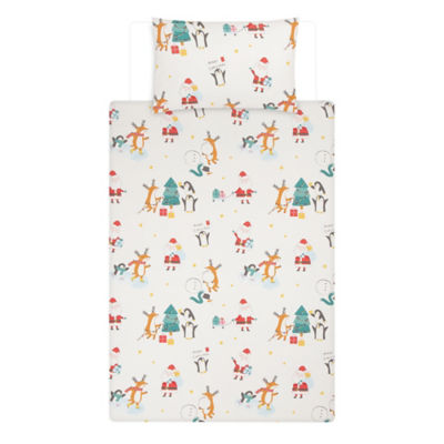 GH duvet set festive red Santa Christmas trees - British product