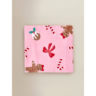 GH fleece blanket pink gingerbread design 120x150cm - British product