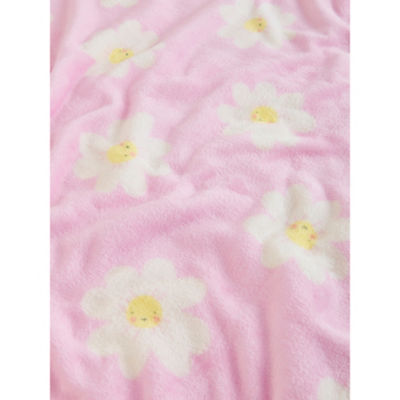 fleece blanket pink daisy 120x150cm - British product