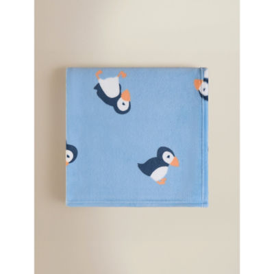 Blue Puffin fleece blanket 120x150 cm, imported from the UK