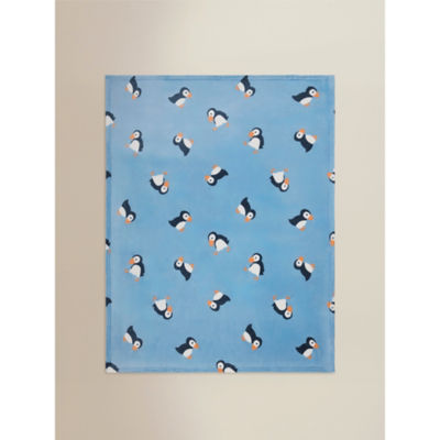 Blue Puffin fleece blanket 120x150 cm, imported from the UK