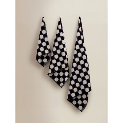 George Home black and white circle cotton towel (British brand)