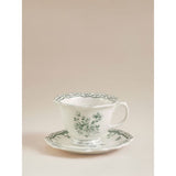 Stacey Solomon green and white rose cup and saucer, imported from the UK