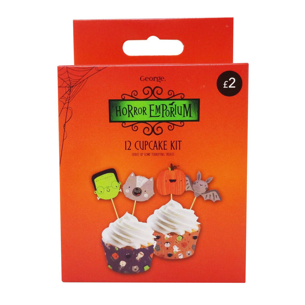 Halloween cupcake kit with 12 cases and toppers, imported from the UK