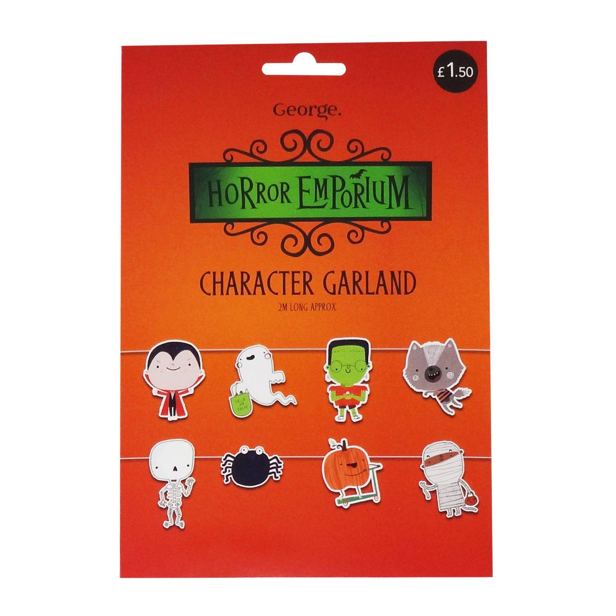 Spooky character garland 2m paper decoration, UK version