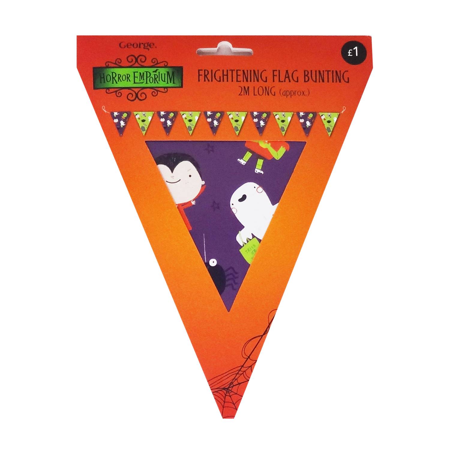 Spooky Halloween paper flag bunting 2m long, UK version