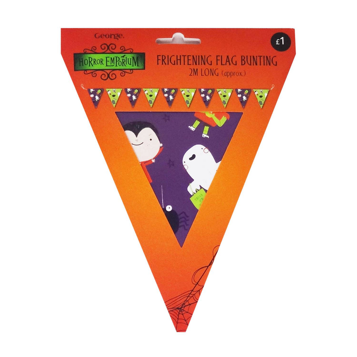 Spooky Halloween paper flag bunting 2m long, UK version