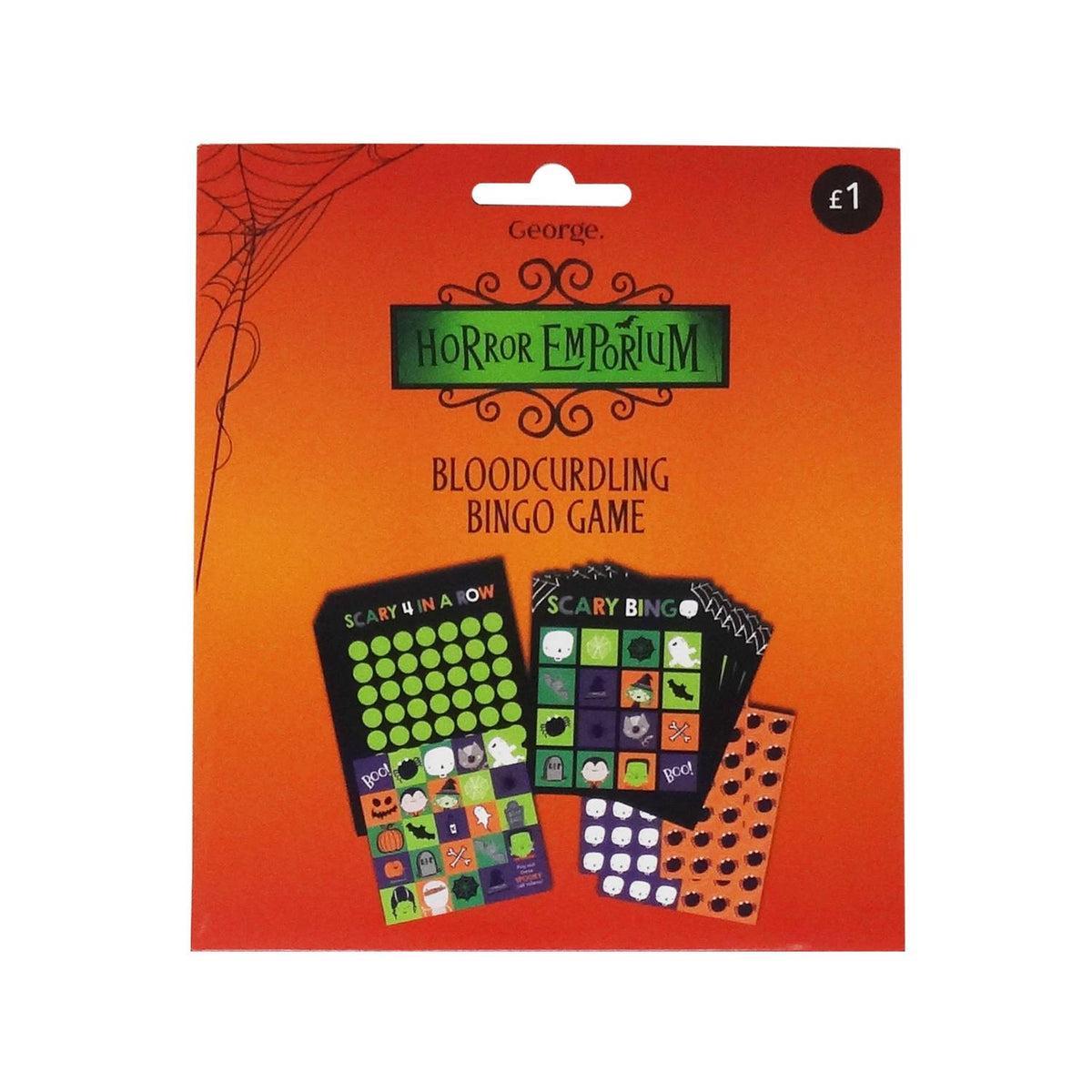 Halloween bingo party game with cards and mats (British brand)