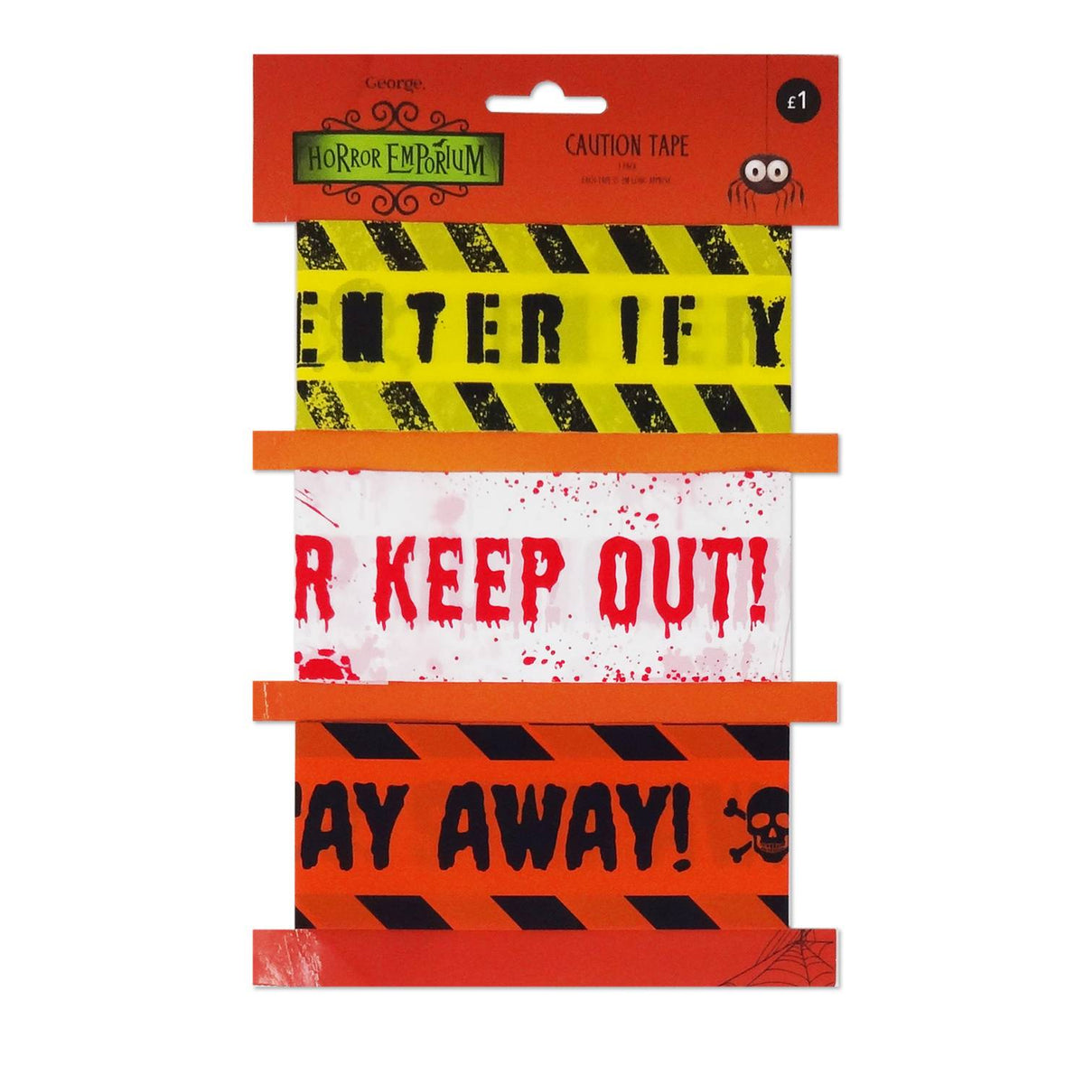 Halloween caution tape 3-pack 64mm x 6m rolls (British brand)