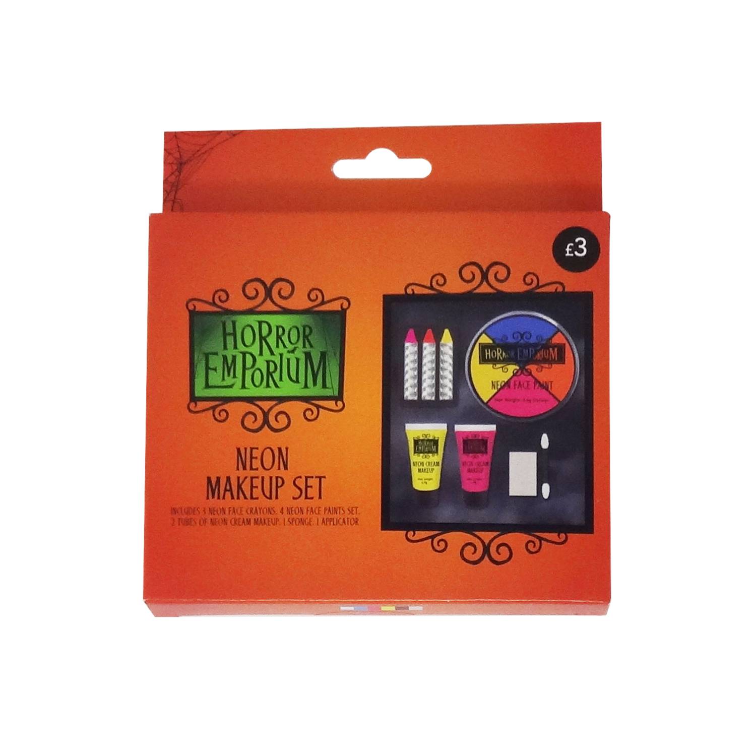 Halloween makeup set with neon crayons paints and cream, imported from the UK