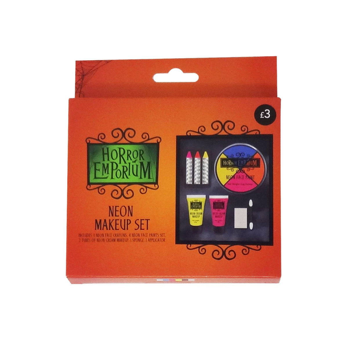 Halloween makeup set with neon crayons paints and cream, imported from the UK