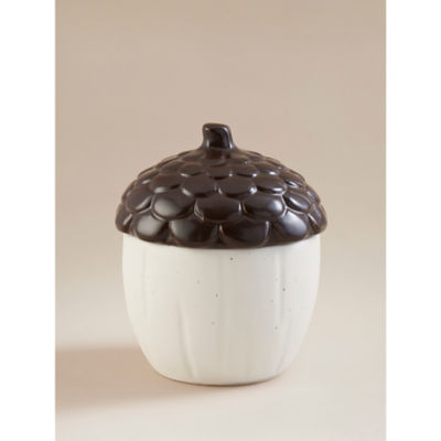 George Home natural acorn lidded stoneware pot - British product