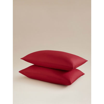Red polycotton pillowcase pair, UK version