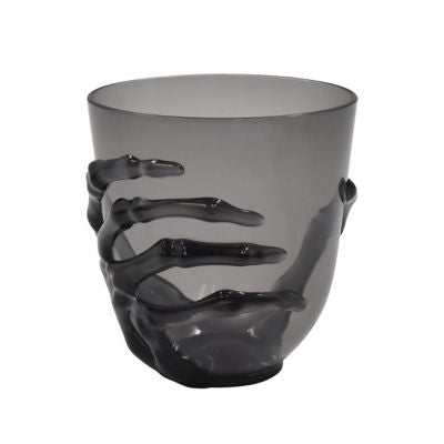 Creepy plastic tumbler with skeleton hand accents 9.2x9.8 cm (British brand)