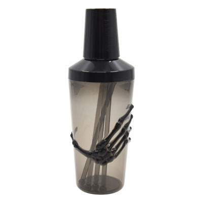 Creepy plastic cocktail shaker with skeleton hand accents - British product